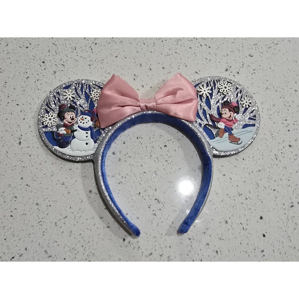 Disney Parks 2023 Holidays Christmas Snowman Mickey Minnie Glitter Ear Headband